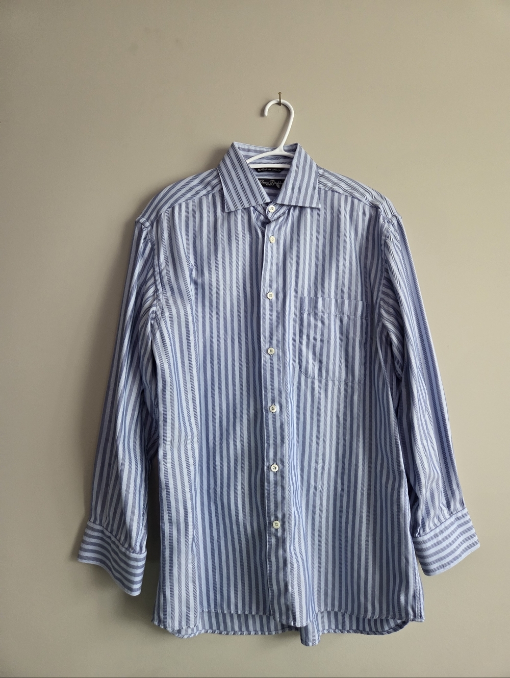 Klauss Boehler Italian 100% Cotton Striped Dress Shirt Long Sleeve Formal Button